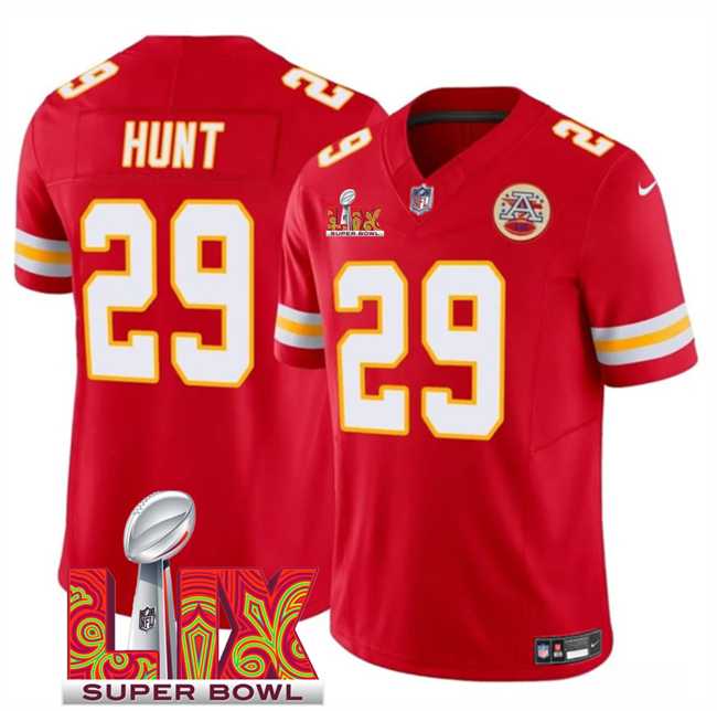 Men & Women & Youth Kansas City Chiefs #29 Kareem Hunt Red 2025 Super Bowl LIX Patch F.U.S.E. Vapor Limited Stitched Jersey,We sell and wholesale Men & Women & Youth Kansas City Chiefs #29 Kareem Hunt Red 2025 Super Bowl LIX Patch F.U.S.E. Vapor Limited Stitched Jersey on line form chian!